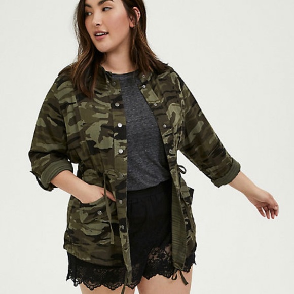 torrid Jackets & Blazers - Torrid Camo Button Front Drawstring Anorak